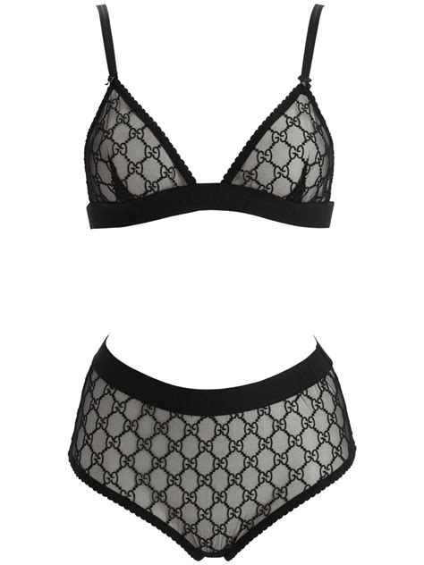 gucci lingeria|Black GG Tulle Lingerie Set .